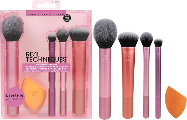 Real Techniques Everyday Essentials Brush Set – 5 Tools, Endless Looks