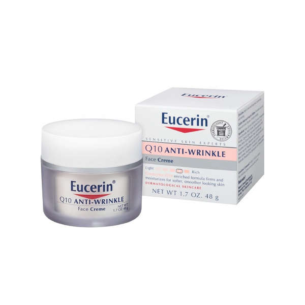 Eucerin Q10 Anti-Wrinkle Face Cream, Unscented Face Cream for Sensitive Skin, 1.7 Oz Jar