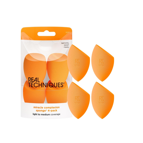 REAL TECHNIQUES Miracle Complexion Sponge (Pack Of 4), Orange, 4 Sponges