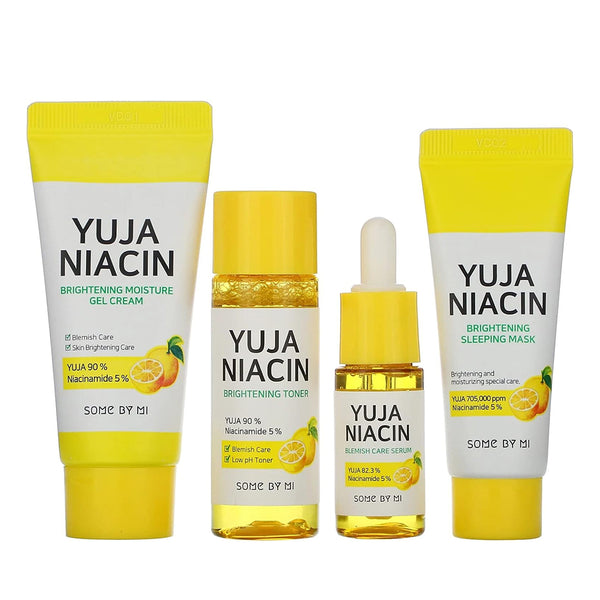 SOMEBYMI Yuja Niacin 30 Days Brightening Starter KitToner 30Ml+Serum 10Ml+Gel Cream 30G+Sleeping Mask 20G, 4 Piece Set